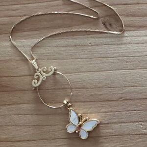 18k 14k Solid Gold Butterfly Pendant Necklace